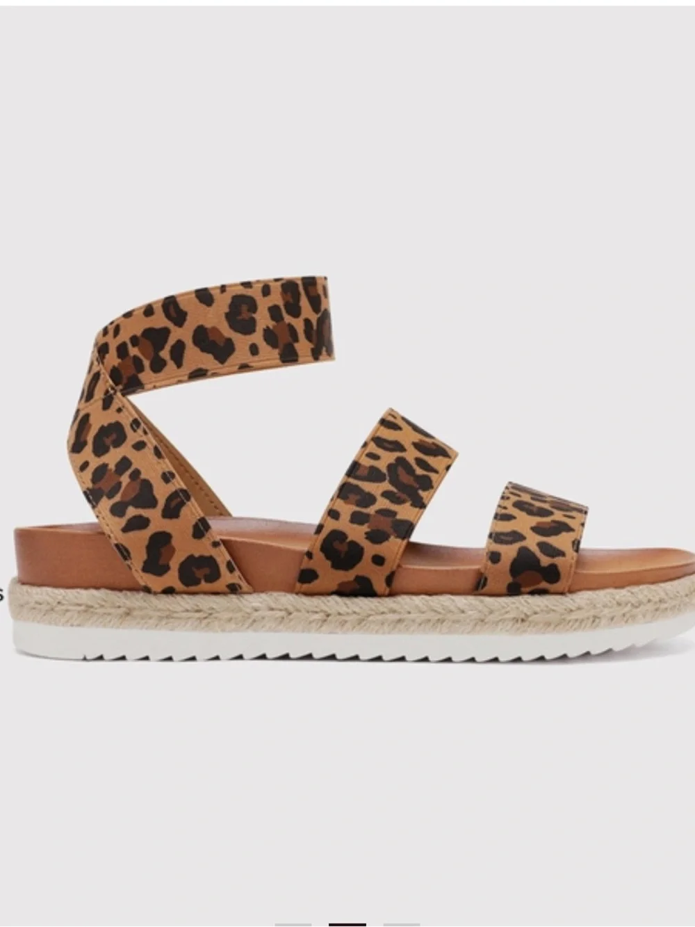Dream Pairs Leopard Print Ankle-Strap Espadrille Wedges - Brown Black